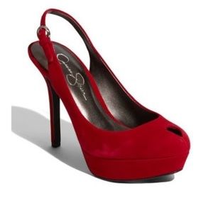 Jessica Simpson Red slingback platform pump